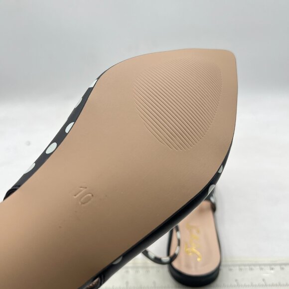 FOWT Black Polka Dots Pointed Toe Slingback Buckle Strap Womens Flats Shoes - Picture 6 of 8